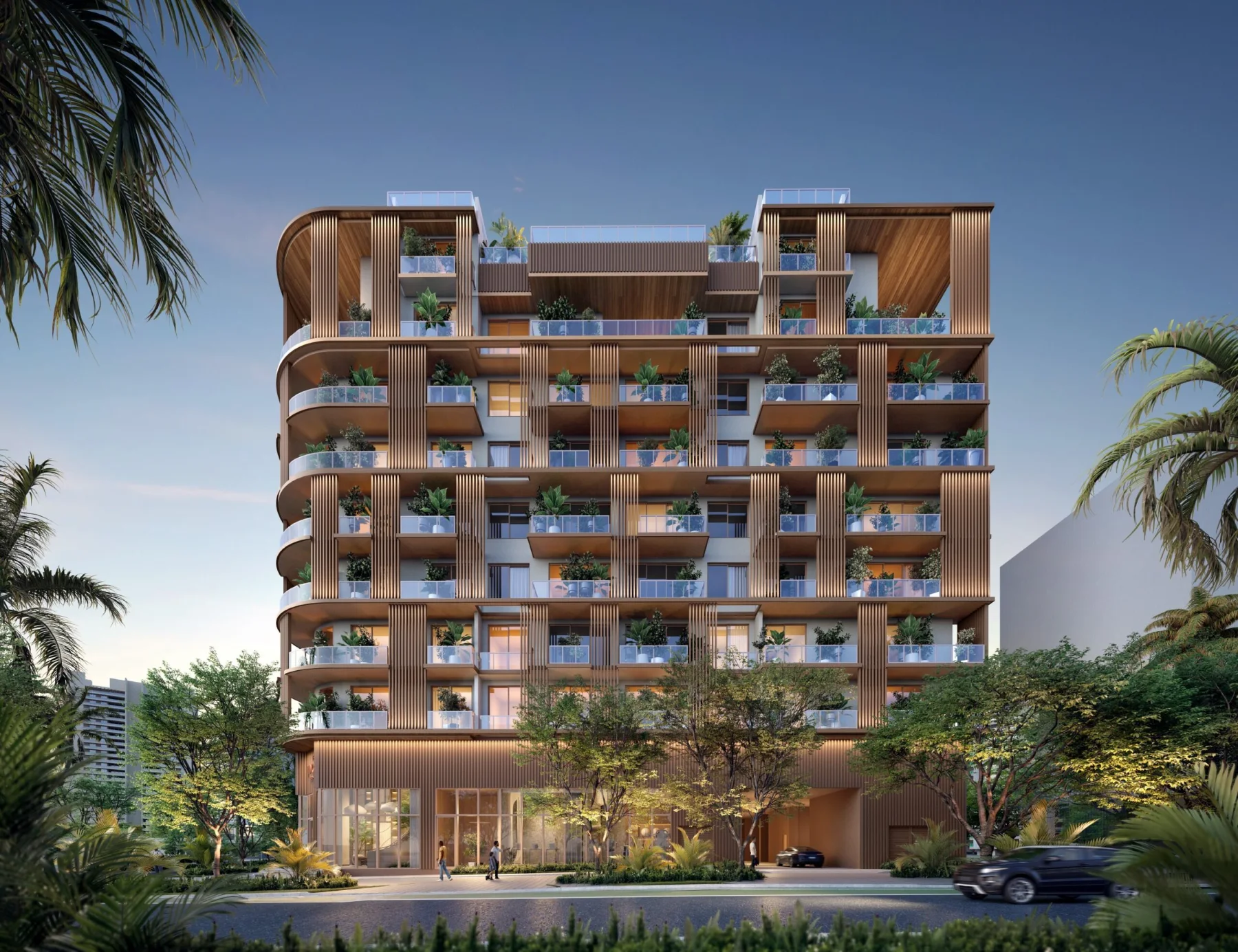 Lincoln Residences — Apartment living room opening to kitchen (rendering)